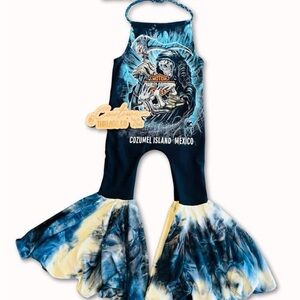 Harley-Davidson Blue and white Tie-Dye Jumpsuit